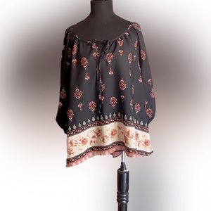 Liberty love too blouse floral with black 1X